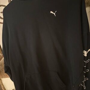 Puma Women's Black Hoodie with White Logo